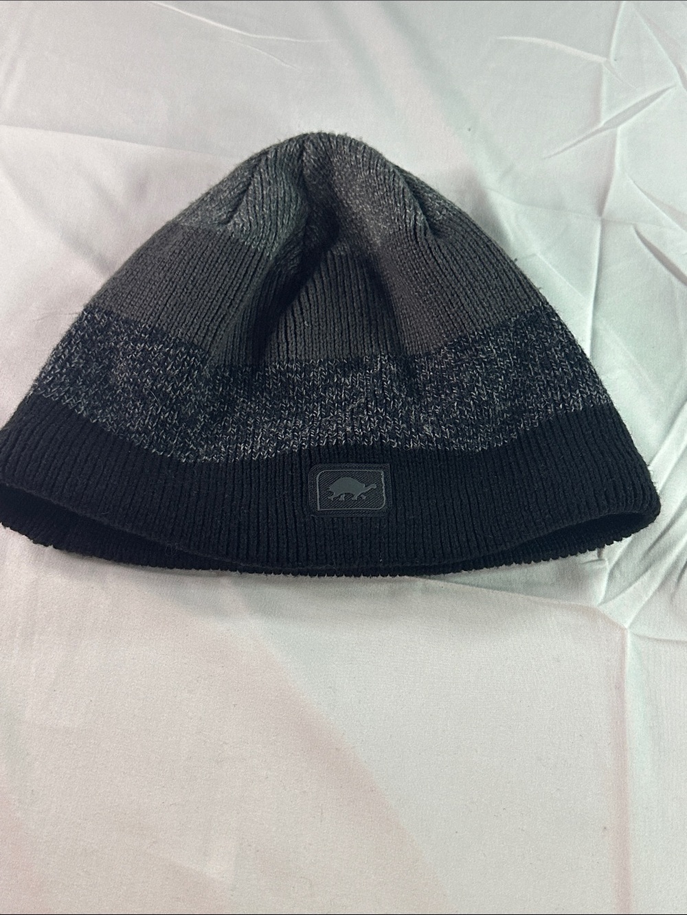 Kids Knit Beanie Hat - Black & Gray